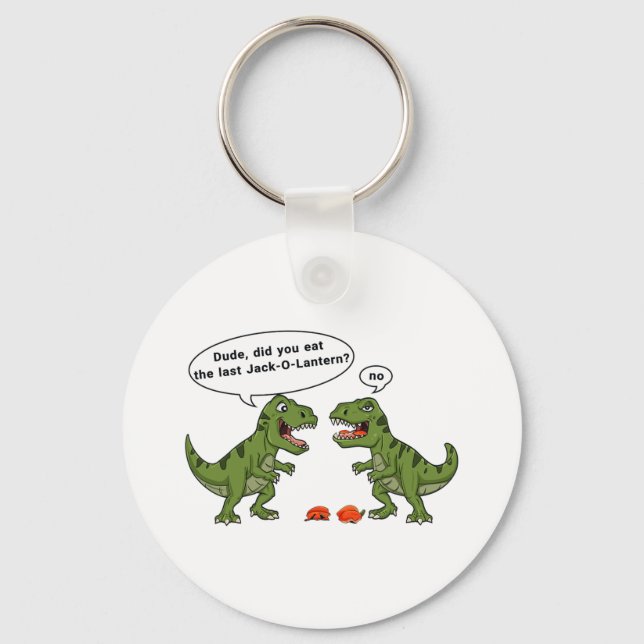 T Rex Eats Jack O Lantern Halloween Boys Girls Kid Key Ring (Front)