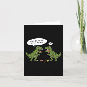 T Rex Eats Zombie Halloween Boys Girls Kids Fun Card
