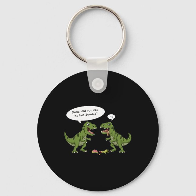 T Rex Eats Zombie Halloween Boys Girls Kids Fun  Key Ring (Front)