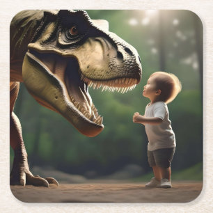 T-rex Face Your Fears, Square Paper Coaster