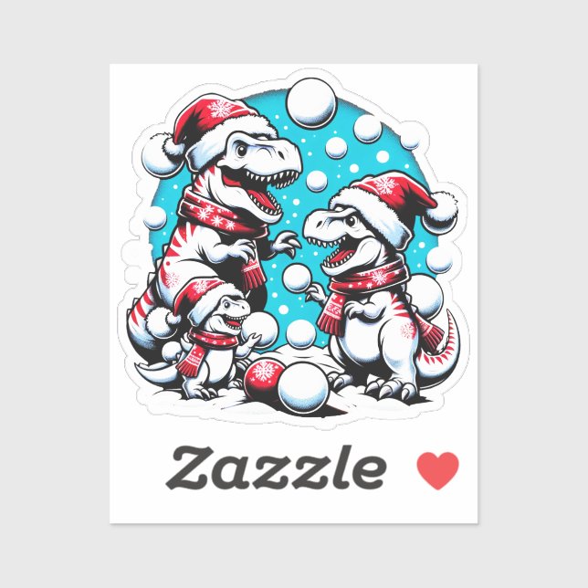 T-Rex Family Winter Holiday Snowball Adventure (Sheet)