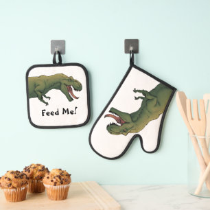 T-Rex Feed Me! Dinosaur Tyrannosaurus Oven Mitt & Pot Holder Set