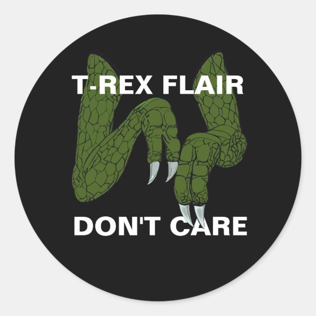 T-Rex Flair Don't Care Neurodiversity Stim Pride Classic Round Sticker (Front)