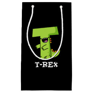 T-Rex Funny Alphabet Dinosaur Pun  Dark BG Small Gift Bag