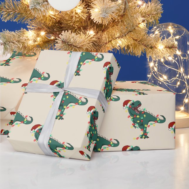 T-Rex Funny Boy Christmas Wrapping Paper (Holidays)