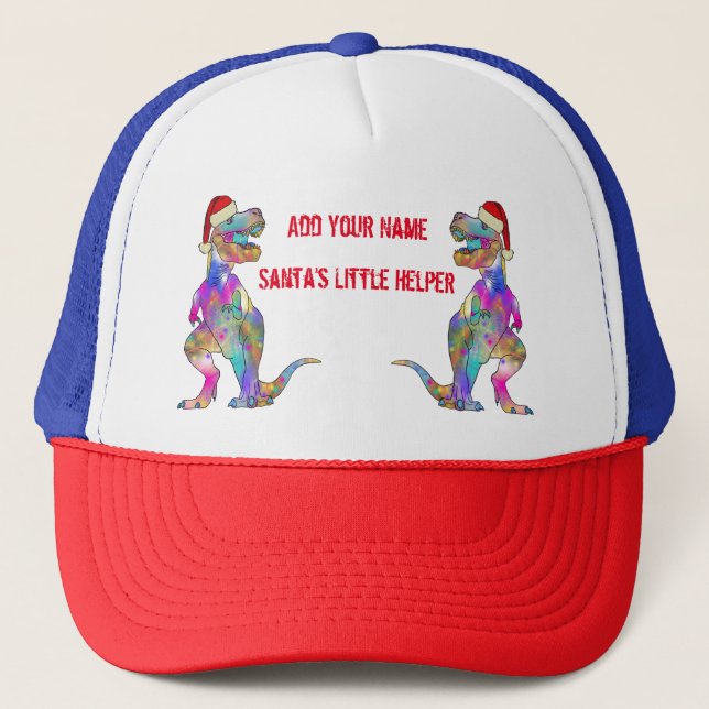 T Rex Funny Christmas Funky Dinosaur ironic Slogan Trucker Hat (Front)