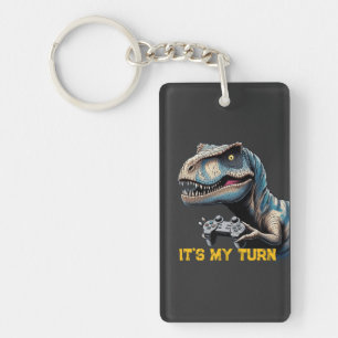 T-Rex Gamer It’s My Turn Design Key Ring