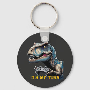 T-Rex Gamer It’s My Turn Design Key Ring