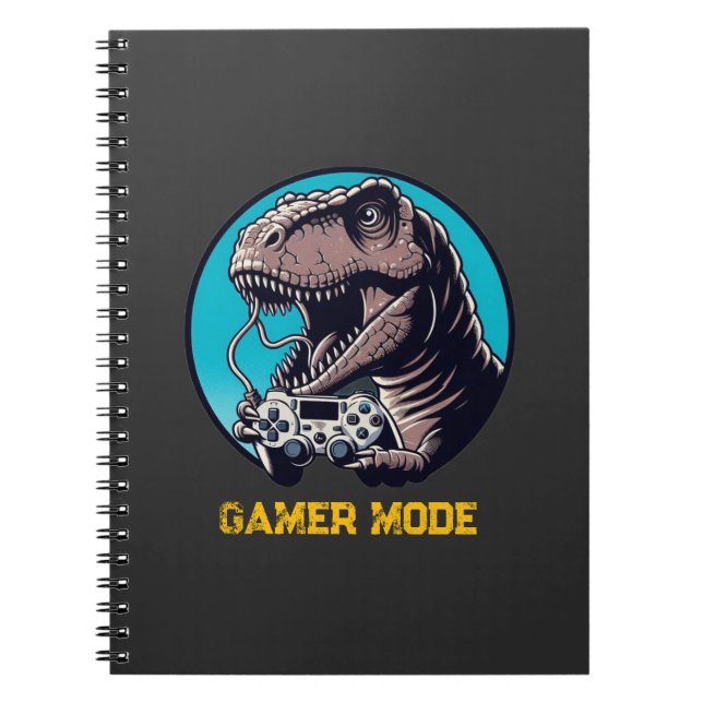 T-Rex Gamer Mode Dinosaur Art Notebook (Front)