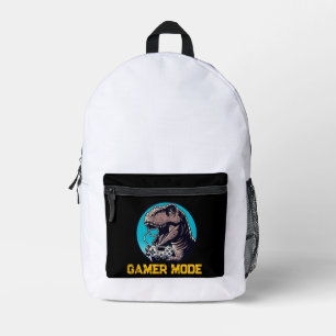 T-Rex Gamer Mode Dinosaur Art Printed Backpack