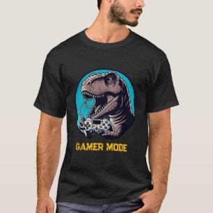 T-Rex Gamer Mode Dinosaur Art T-Shirt