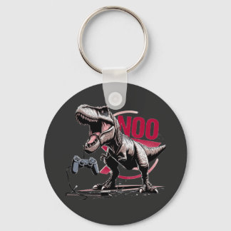 T-Rex Gamer Rage No More Design Key Ring