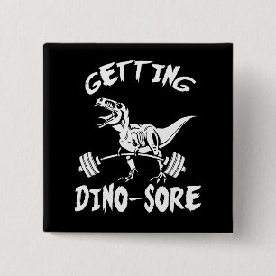 T-Rex, Getting Dino Sore, Funny, Cartoon, Workout 15 Cm Square Badge