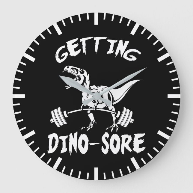 T-Rex, Getting Dino Sore, Funny, Cartoon, Workout Large Clock (Front)