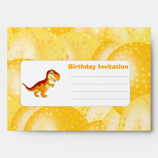 T Rex Gold Birthday Envelope (Front)