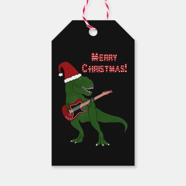 T-Rex Guitar Christmas Gift Tags (Front)
