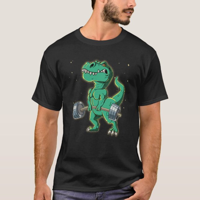 T rex Gym Weight Training Deadlift  2 T-Shirt (Front)