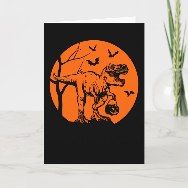 t rex halloween dinosaur gift for him her card (Front)