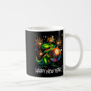 T Rex Happy New Year 2026 Disco Ball Fireworks Tee Coffee Mug