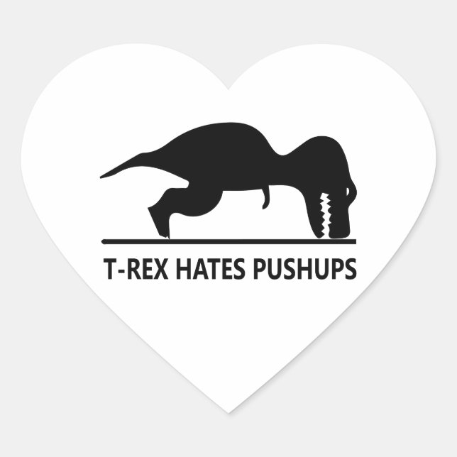 t-rex hates pushups.ai heart sticker (Front)