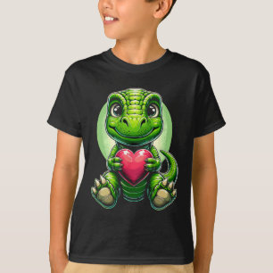T-rex Holding Heart Valentine's Day Cute Dinosaur T-Shirt