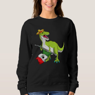 T Rex Holding Mexican Flag Dia De Los Muertos Day  Sweatshirt