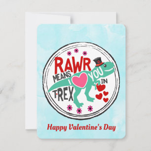 T-Rex in a Top Hat Cute Funny Valentine Holiday Card