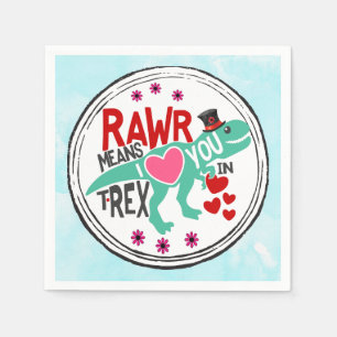 T-Rex in a Top Hat Cute Funny Valentine's Day Napkin