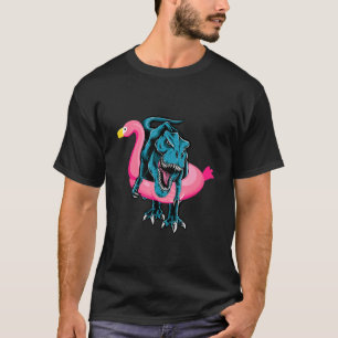 T Rex In Flamingo Float Pool Party Rex Dinosaur T-Shirt