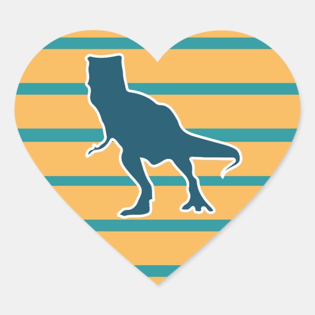 T-rex jurassic dinosaur cartoon heart sticker (Front)