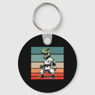 T.rex Karate Gi Black Belts Fierce Powerful Stance Key Ring