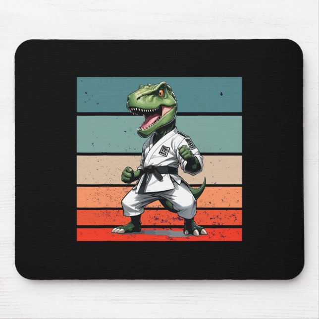 T.rex Karate Gi Black Belts Fierce Powerful Stance Mouse Mat (Front)