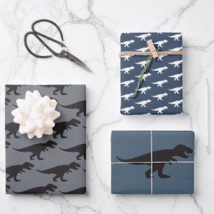 T-Rex King Dinosaur Classic Elegant Blue Power Wrapping Paper Sheet