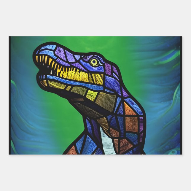 T-Rex King Of The Dinosaurs Wrapping Paper Sheet (Front)