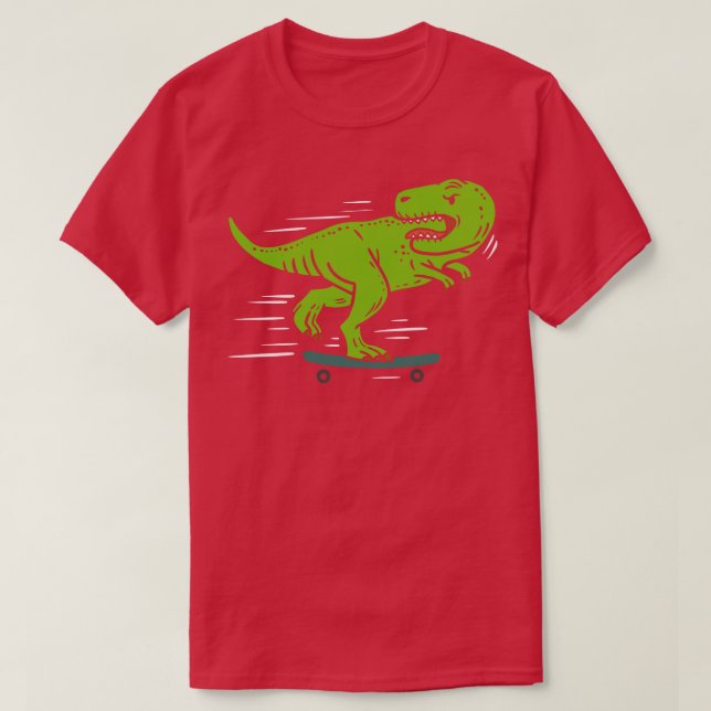 T Rex Longboarding Longboarder Skater T-Shirt (Design Front)