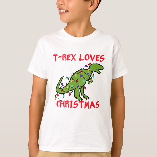 T-Rex Loves Christmas T-Shirt (Front)
