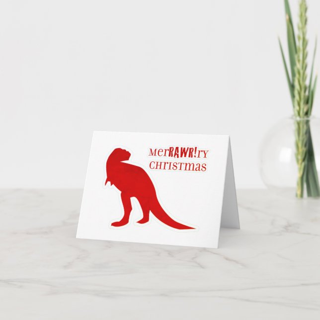 T-Rex MerRAWRry Christmas Holiday Card (Front)