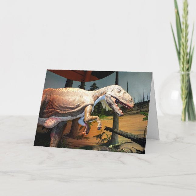 T rex model holiday card (Front)