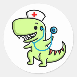 T-rex Nurse Sticker Round