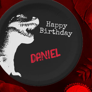 T-rex Personalised Birthday Paper Plate