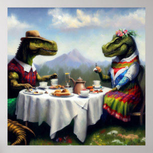 T Rex Picnic Poster