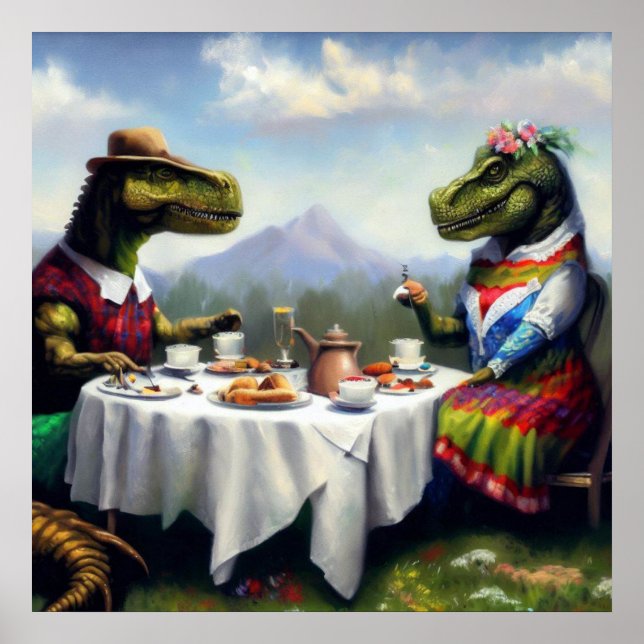 T Rex Picnic Poster (Front)