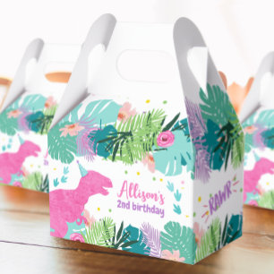 T-Rex Pink Dinosaur Girl Dino Prehistoric Birthday Favour Box