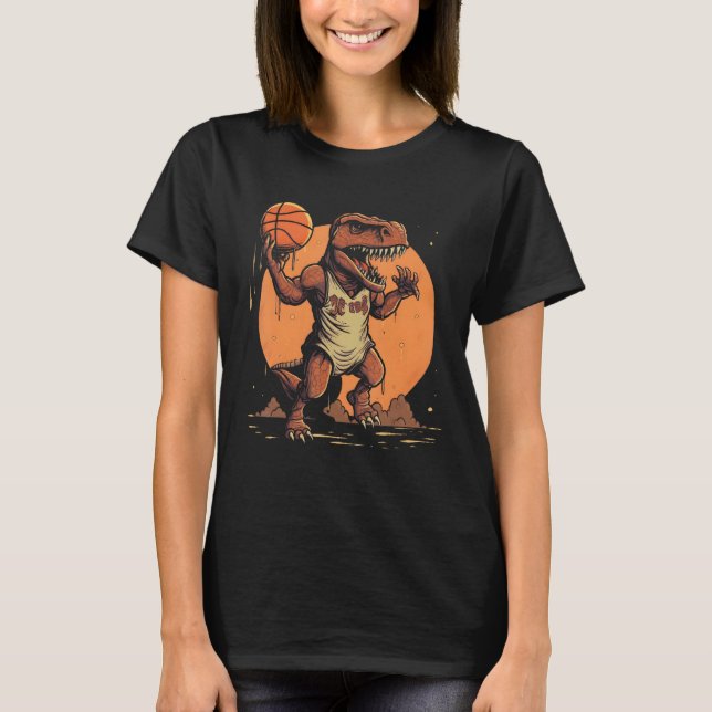T Rex playing Basketball Coach Dino Trex Rex Sport T-Shirt (Front)