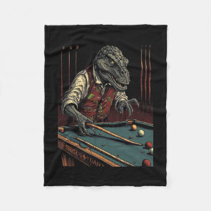 T Rex Playing Billiards Dinosaur Billiard Player D Fleece Blanket