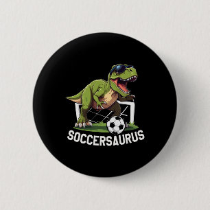 T-rex Playing Soccer Footbyll Dinosaur Soccer Play 6 Cm Round Badge