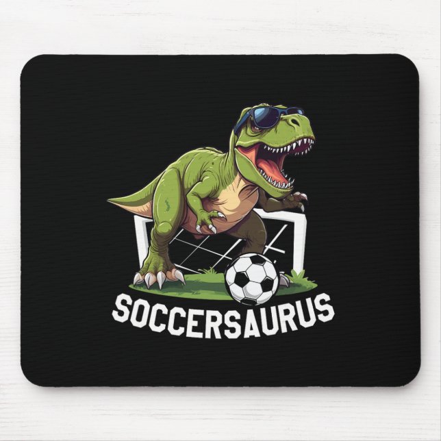 T-rex Playing Soccer Footll Dinosaur Soccer Player Mouse Mat (Front)
