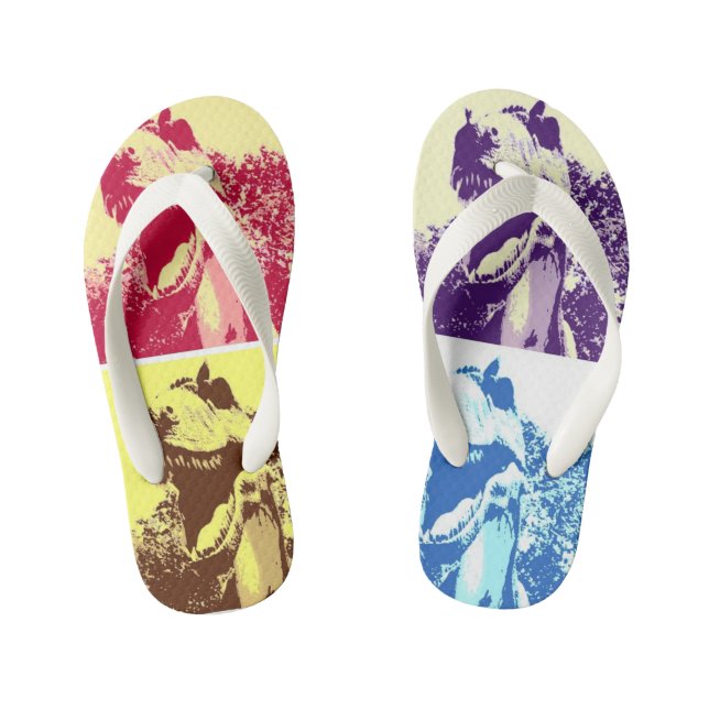 T-Rex Pop Art Kid's Flip Flops (Footbed)