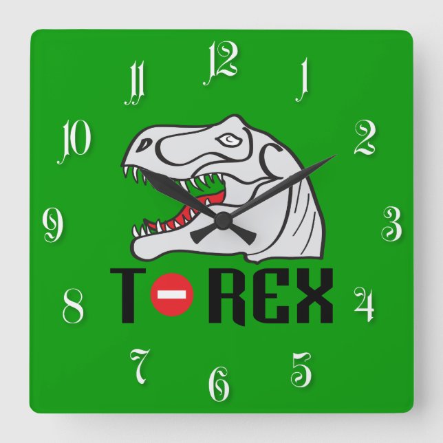 T-Rex portrait Square Wall Clock (Front)