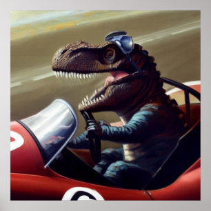 T Rex Racecar Poster